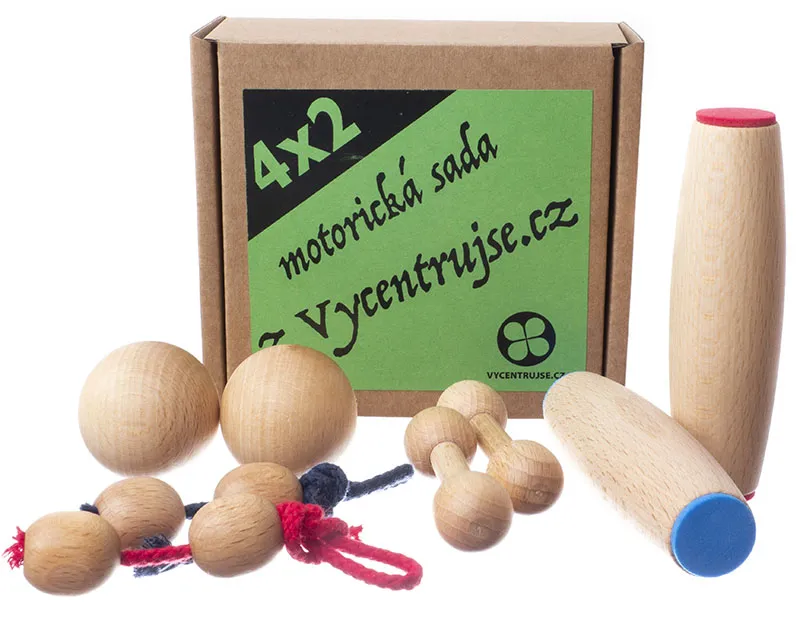 Motorická sada 4x2 modro-červená, koule 40mm, Prstočinky 80mm