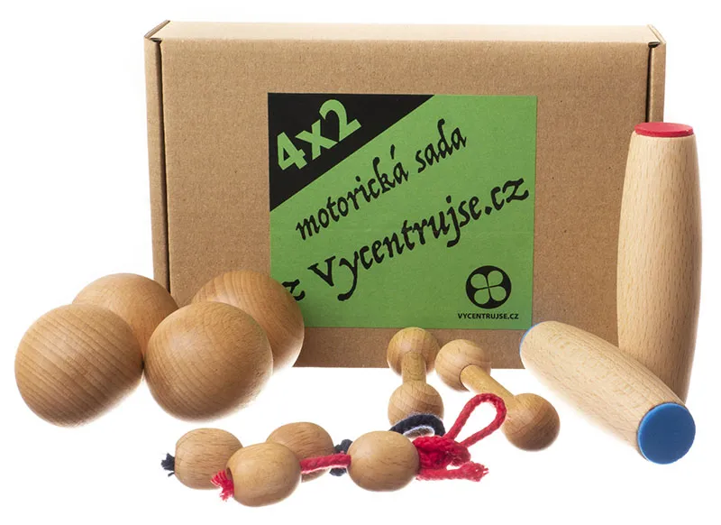 Motorická sada 4x2 PLUS modro-červená, koule 40mm, Prstočinky 80mm