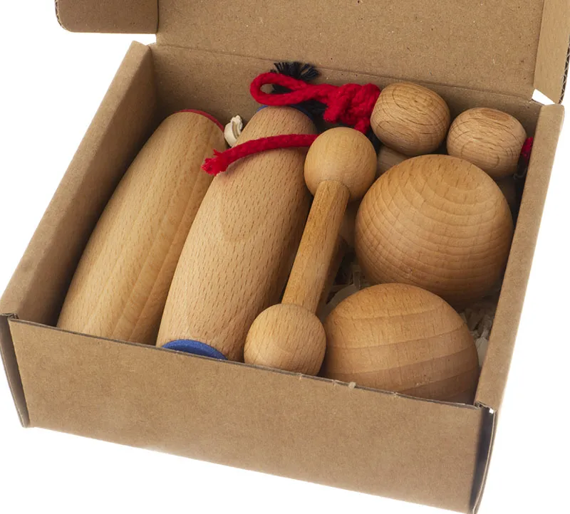 Motorická sada 4x2 modro-červená, koule 40mm, Prstočinky 80mm