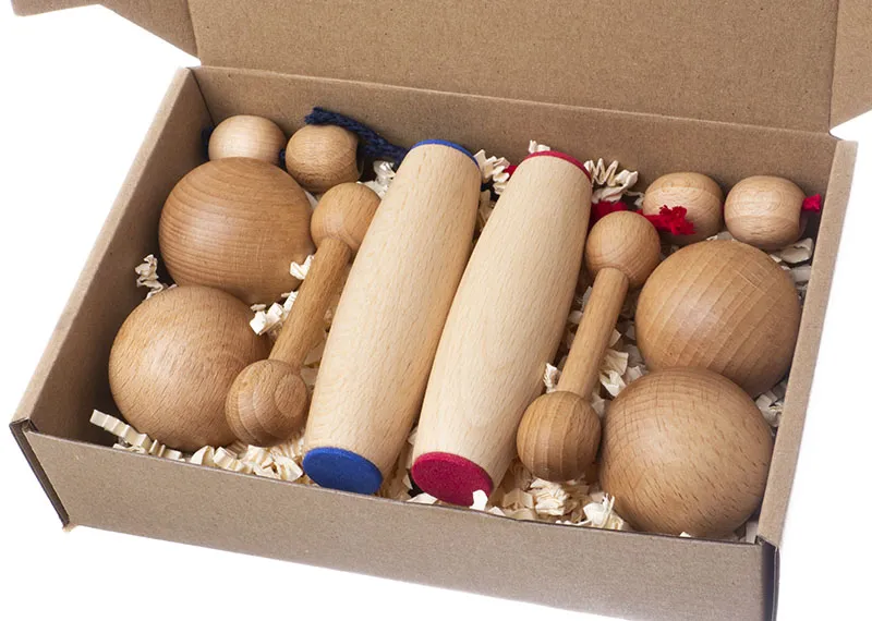 Motorická sada 4x2 PLUS modro-červená, koule 40mm, Prstočinky 80mm