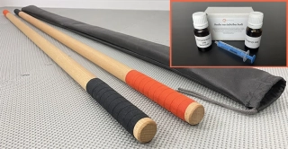 Bukové hole průměr 28 mm, délka 132 cm - 2ks + přepravní vak + sada na údržbu holí